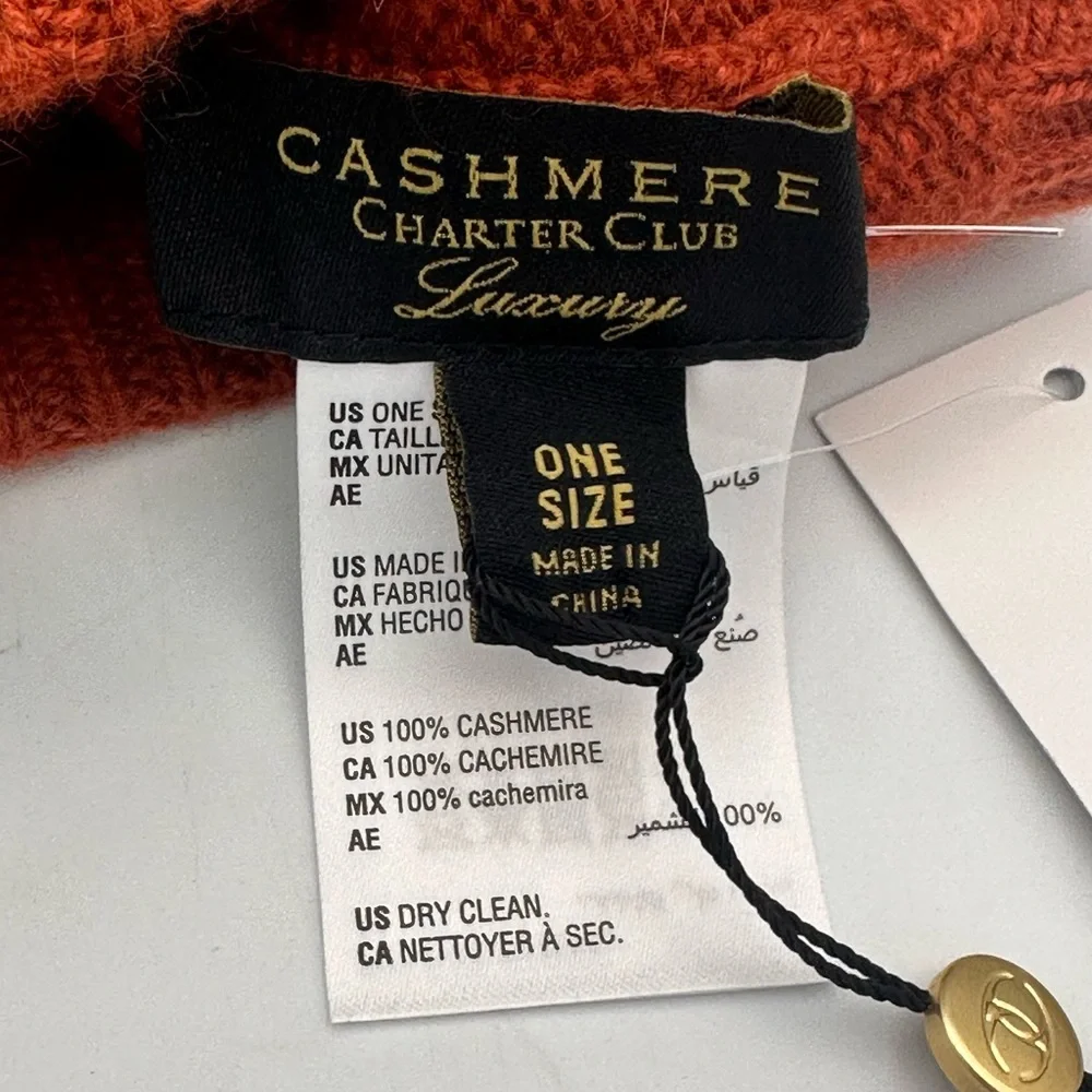 Charter Club Cashmere Cuffed Beanie Hat Women's One Size BRONZE PECAN